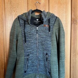 Obermeyer Green and Gray Women's Zip Up Sweater